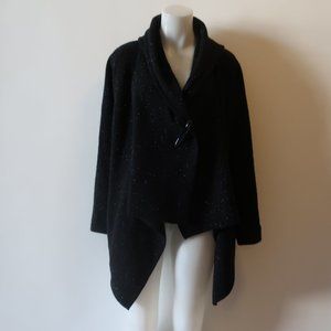 MARGARET BLACK HOODED CASHMERE CARDIGAN SWEATER M*